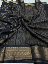 Load image into Gallery viewer, Imaginative Party Wear Pure Soft Dola Silk Print Jacquard Border Fancy Designer Saree With Blouse Piece
