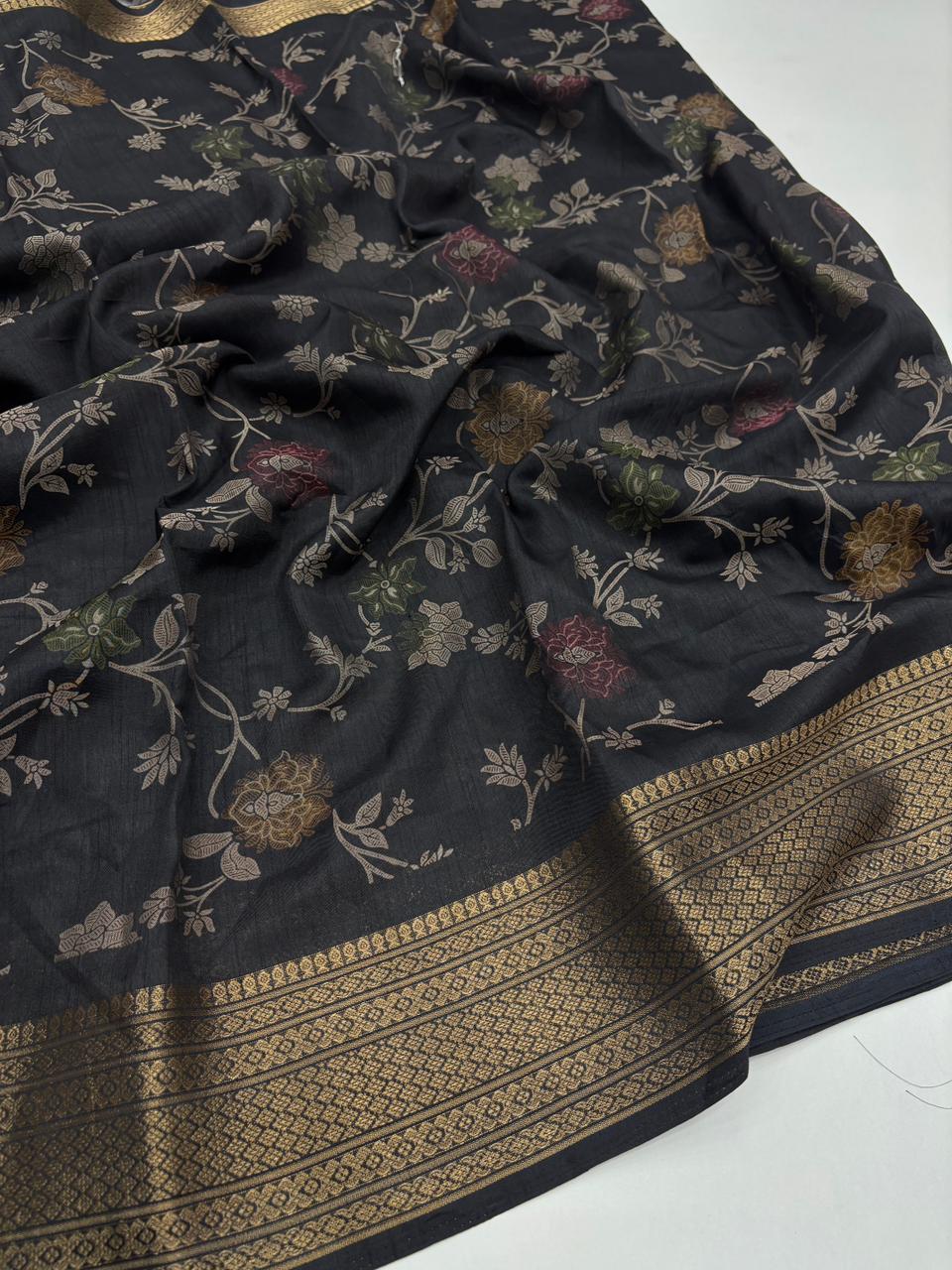 Imaginative Party Wear Pure Soft Dola Silk Print Jacquard Border Fancy Designer Saree With Blouse Piece