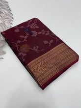 Load image into Gallery viewer, Imaginative Party Wear Pure Soft Dola Silk Print Jacquard Border Fancy Designer Saree With Blouse Piece
