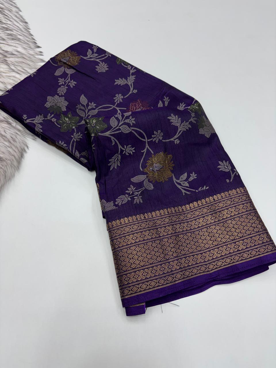 Imaginative Party Wear Pure Soft Dola Silk Print Jacquard Border Fancy Designer Saree With Blouse Piece