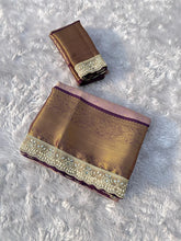 Load image into Gallery viewer, Charismatic Party Wear Banarasi Tissue Silk Jacquard n Mirror lace Work Fancy Designer Saree For Wedding
