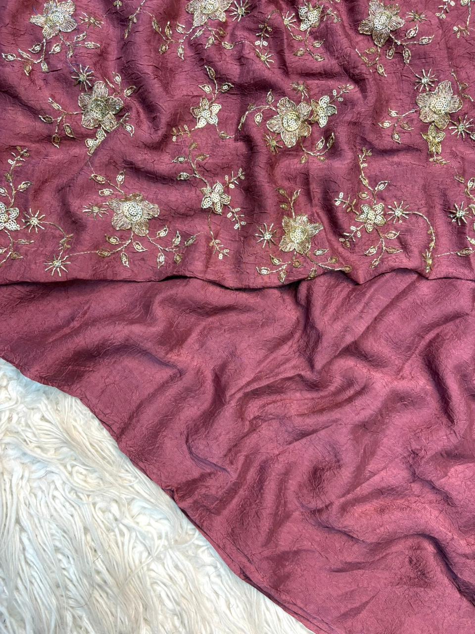 Stunning Party Wear Rangoli Crush Silk Fancy Designer Saree With Heavy Beeds Work Blouse