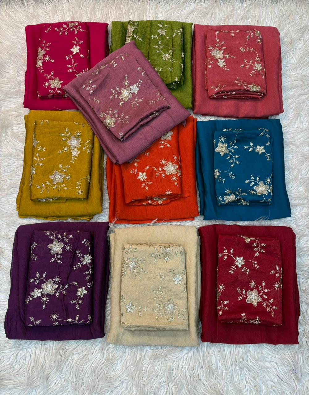 Stunning Party Wear Rangoli Crush Silk Fancy Designer Saree With Heavy Beeds Work Blouse