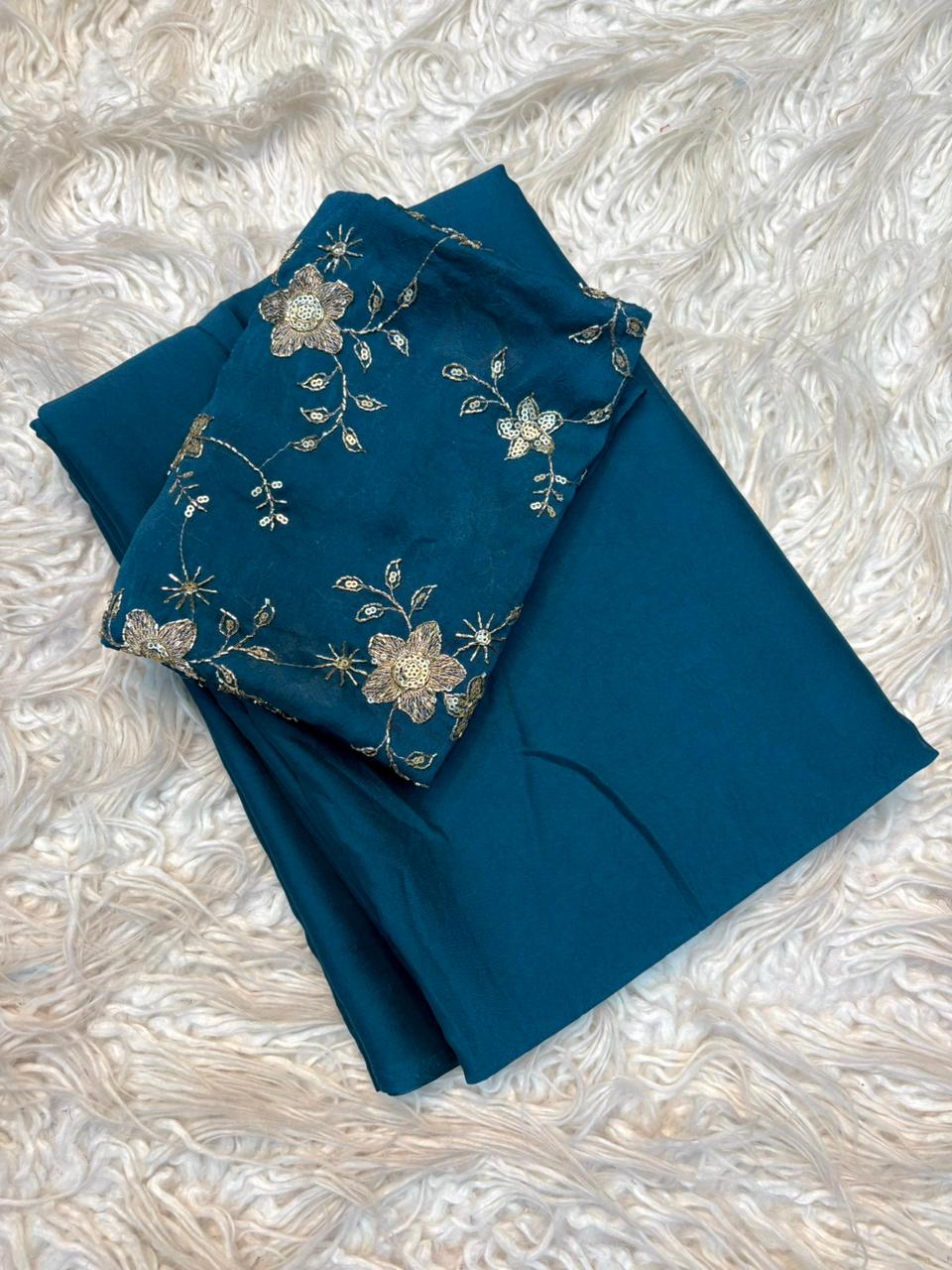 Stunning Party Wear Rangoli Crush Silk Fancy Designer Saree With Heavy Beeds Work Blouse