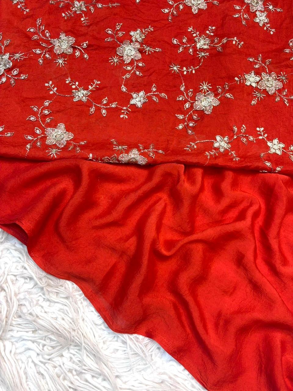 Stunning Party Wear Rangoli Crush Silk Fancy Designer Saree With Heavy Beeds Work Blouse