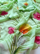 Load image into Gallery viewer, Graceful Party Wear Soft Pure Georgette Handwork Flower Design Fancy Designer Saree With Blouse Piece
