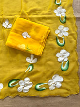 Load image into Gallery viewer, Prettiest Party Wear Yellow Color Soft Chiffon Handbrush Print n Handwork Fancy Designer Saree
