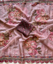 Load image into Gallery viewer, Demanding Party Wear Pure Tebby Silk Floral Prints n Sequence Dimond Work Fancy Designer Saree With Blouse
