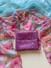 Load image into Gallery viewer, Opulent Party Wear Pure Soft Tebby Silk Floral Prints n Sequence Diamond Work Fancy Designer Saree With Blouse
