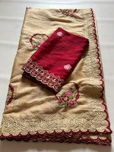 Load image into Gallery viewer, Forbearance Function Wear Georgette Embroidery Work Butta Flower Design Saree With Contrast Blouse Piece
