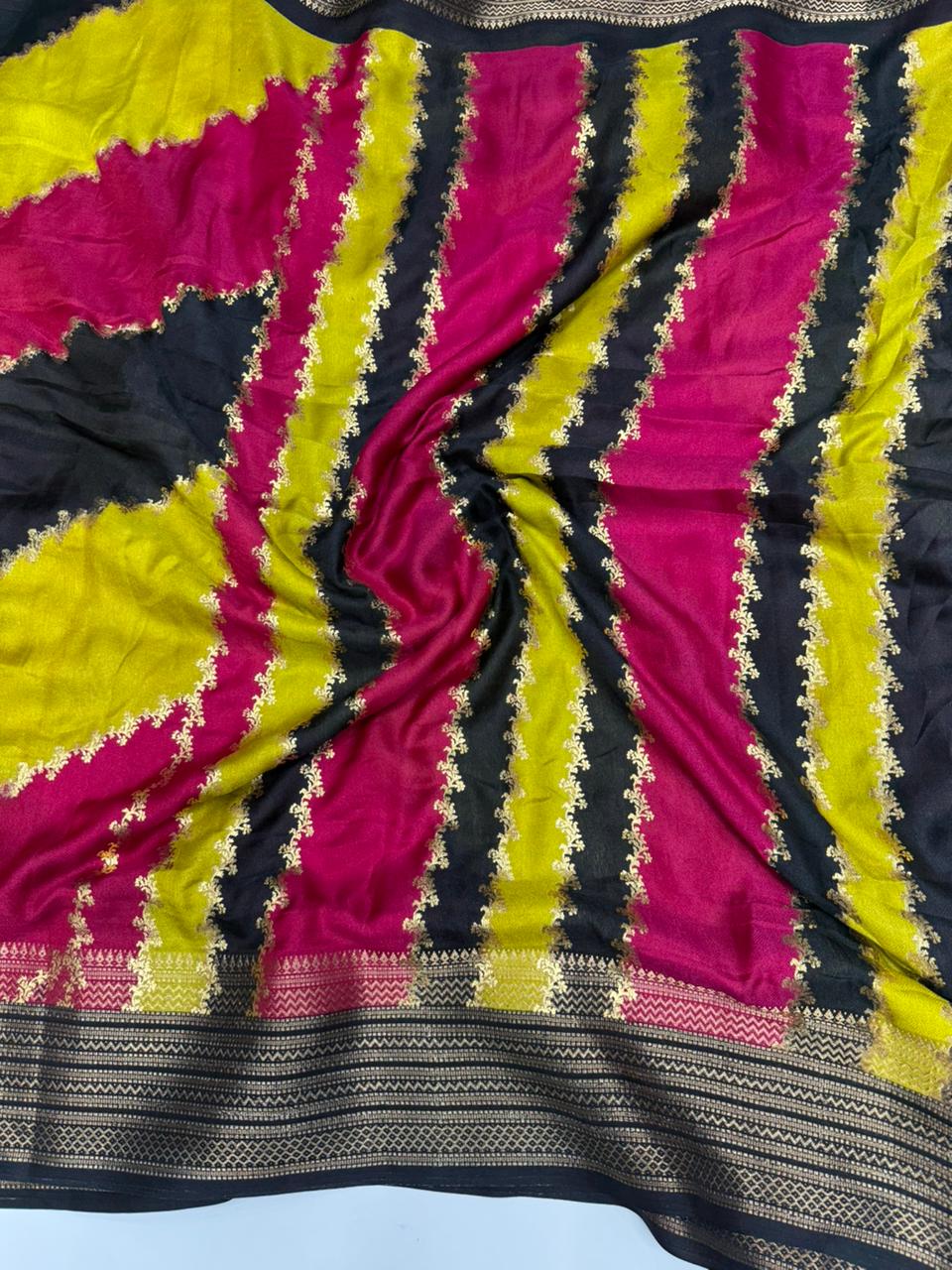 Heritage Partywear Soft Dola Silk Foil Print Zari Weaving Border Fancy Designer Saree With Blouse Piece