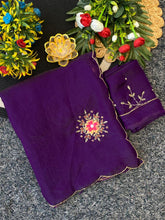 Load image into Gallery viewer, Blooming Festive Wear Soft Silk Handwork Fancy Designer Saree With Blissful Blouse Piece
