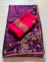Load image into Gallery viewer, Adorning Party Wear Rangoli Silk Heavy Embroidery n Sequence Multi Thread Work Designer Saree With Contrast Blouse Piece
