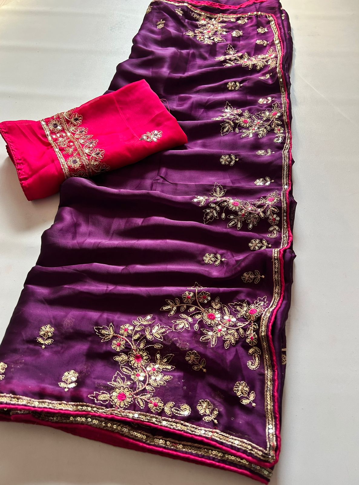 Adorning Party Wear Rangoli Silk Heavy Embroidery n Sequence Multi Thread Work Designer Saree With Contrast Blouse Piece