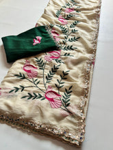 Load image into Gallery viewer, Stunning Party Wear Soft Rangoli Silk Embroidery n Mirror Work Fancy Designer Saree With Contrast Blouse Piece
