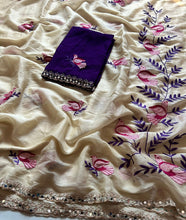 Load image into Gallery viewer, Stunning Party Wear Soft Rangoli Silk Embroidery n Mirror Work Fancy Designer Saree With Contrast Blouse Piece
