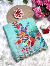 Load image into Gallery viewer, Glamorous Function Wear Pure Soft Tebby Silk Floral Prints n Hand Work Fancy Designer Saree With Blouse Piece
