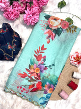 Load image into Gallery viewer, Glamorous Function Wear Pure Soft Tebby Silk Floral Prints n Hand Work Fancy Designer Saree With Blouse Piece
