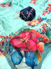 Load image into Gallery viewer, Glamorous Function Wear Pure Soft Tebby Silk Floral Prints n Hand Work Fancy Designer Saree With Blouse Piece
