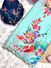 Load image into Gallery viewer, Glamorous Function Wear Pure Soft Tebby Silk Floral Prints n Hand Work Fancy Designer Saree With Blouse Piece
