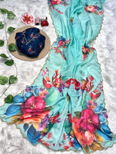 Load image into Gallery viewer, Glamorous Function Wear Pure Soft Tebby Silk Floral Prints n Hand Work Fancy Designer Saree With Blouse Piece
