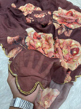 Load image into Gallery viewer, Captivating Festive Wear Pure Soft Silk Floral Prints n Hand Work Fancy Designer Saree With Blouse Piece

