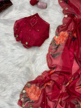 Load image into Gallery viewer, Confounding Function Wear Pure Soft Silk Floral Prints n Hand Work Fancy Designer Saree With Blouse Piece
