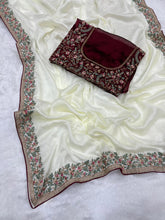 Load image into Gallery viewer, Regal Function Wear Soft Rangoli Silk Embroidery Work Fancy Designer Saree With Contrast Blouse Piece
