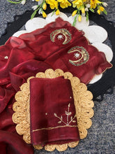 Load image into Gallery viewer, Attractive Party Wear Red Colour Soft Silk Handwork Butta Fancy Designer Saree For Occasion
