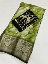 Load image into Gallery viewer, Desirable Function Wear Soft Chiffon Beautiful Print n Siroski Work Fancy Designer Saree With Contrast Blouse Piece
