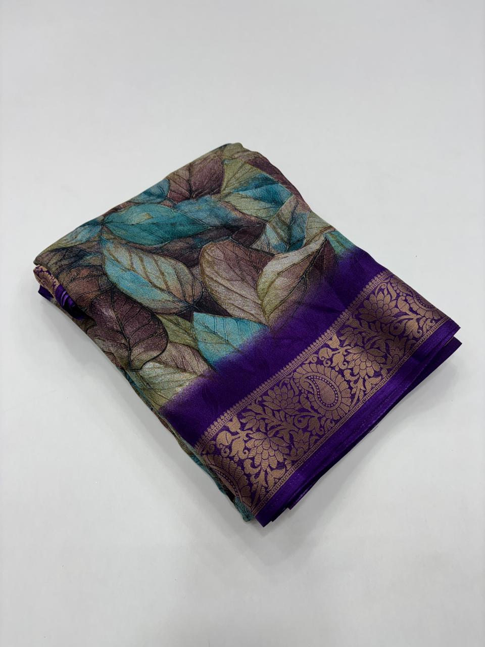 Traditional Festive Wear Pure Soft Silk Zari Border Unique Print Fancy Saree For Women