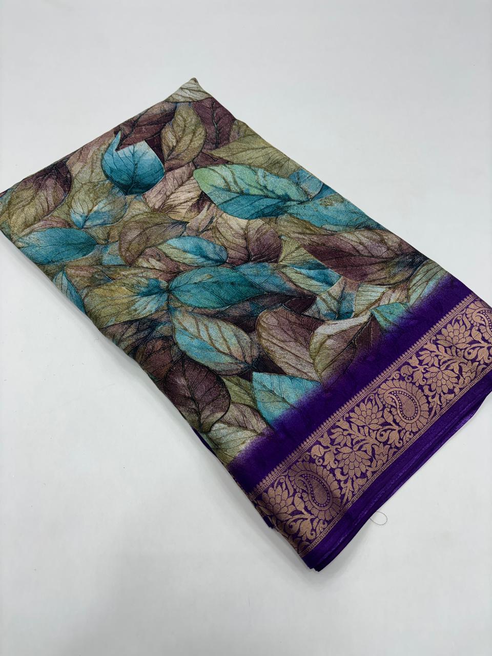 Traditional Festive Wear Pure Soft Silk Zari Border Unique Print Fancy Saree For Women