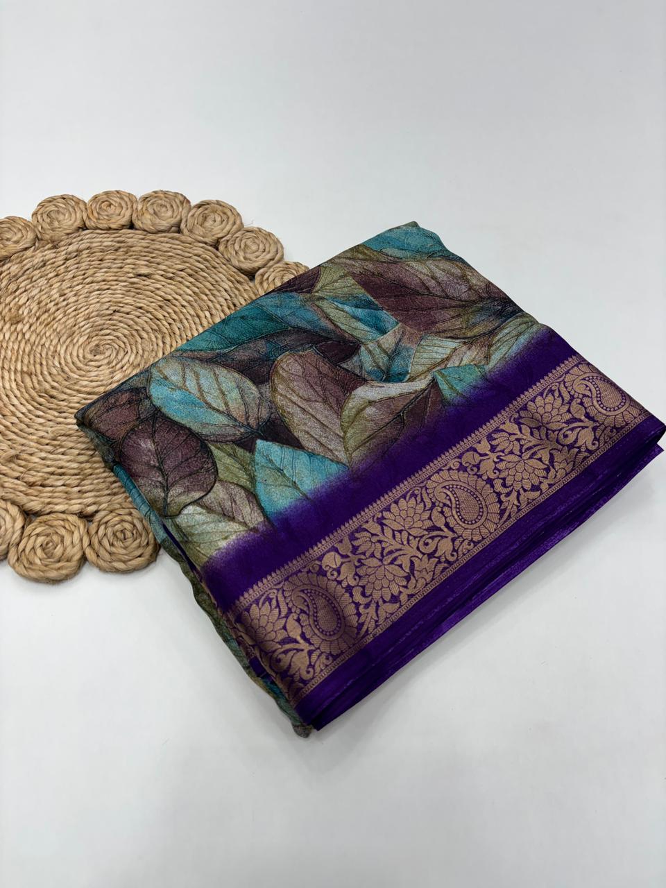 Traditional Festive Wear Pure Soft Silk Zari Border Unique Print Fancy Saree For Women