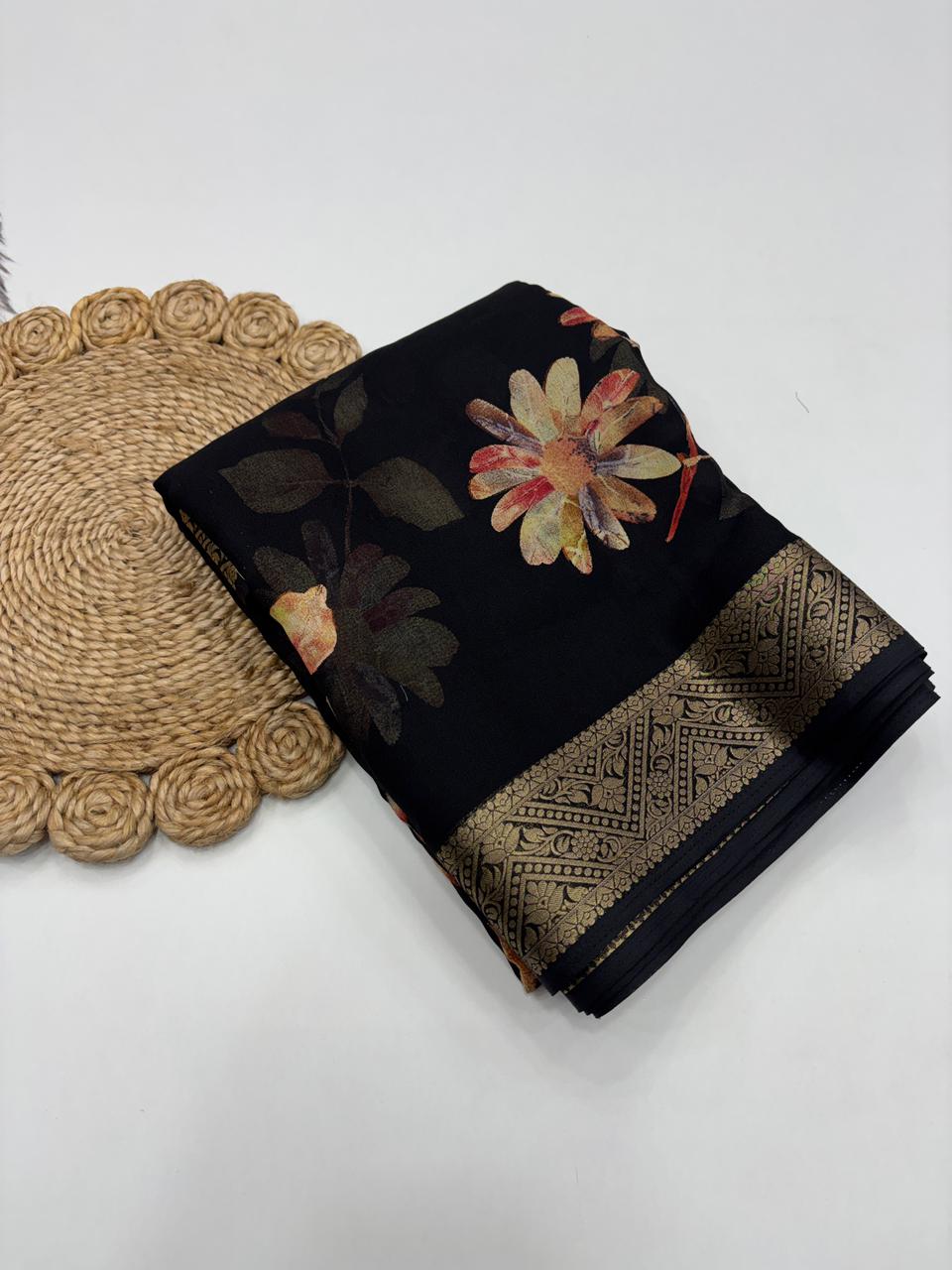 Admirable Party Wear Pure Soft Silk Zari Border Print Fancy Designer Saree With Blouse Piece