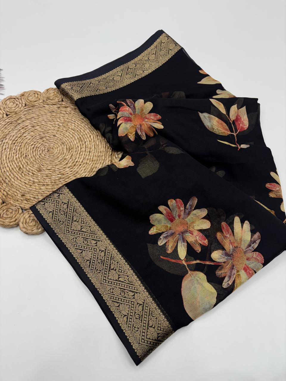 Admirable Party Wear Pure Soft Silk Zari Border Print Fancy Designer Saree With Blouse Piece