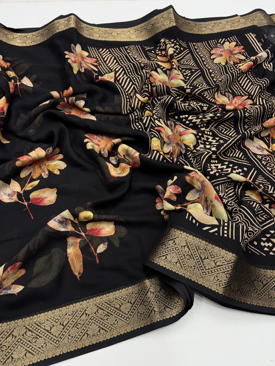Admirable Party Wear Pure Soft Silk Zari Border Print Fancy Designer Saree With Blouse Piece