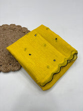 Load image into Gallery viewer, Elegant Festive Wear Soft Chanderi Cotton With Embroidery n Foil Mirror Work Fancy Designer Saree With Blouse Piece
