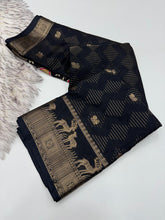 Load image into Gallery viewer, Confounding Festive Wear Pure Soft Georgette Silk Jacquard Border Rich Pallu Designer Saree With Blouse Piece
