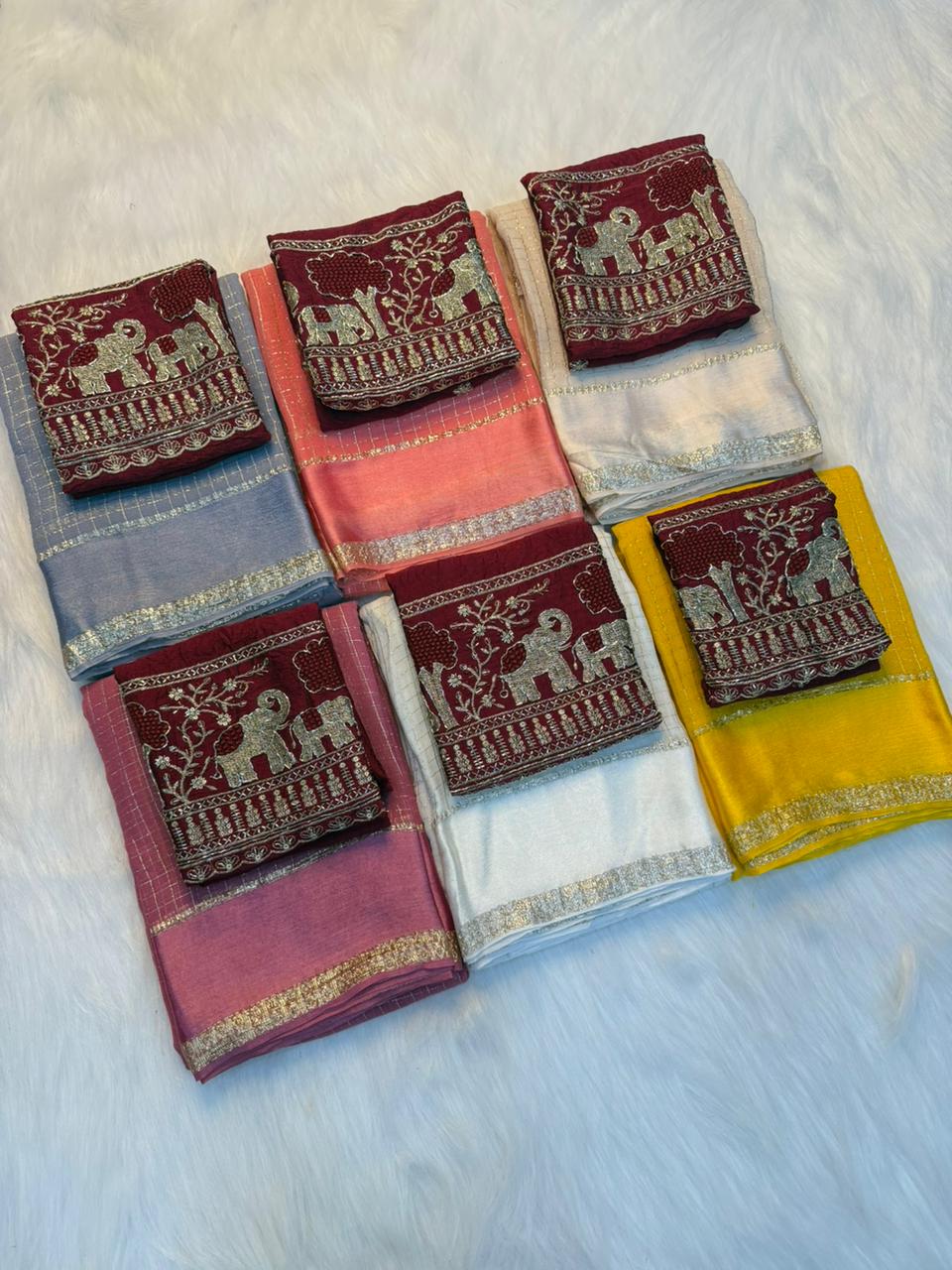 Charming Festive Wear Pure Viscose Georgette Handwork Fancy Designer Saree With Elegant Blouse Piece