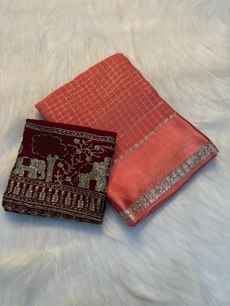 Charming Festive Wear Pure Viscose Georgette Handwork Fancy Designer Saree With Elegant Blouse Piece