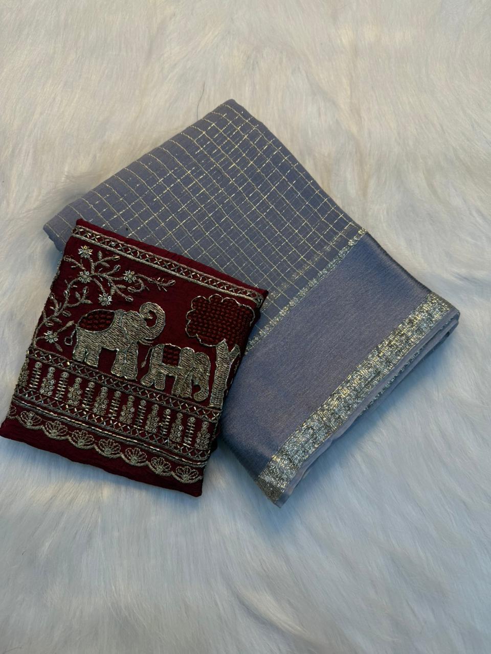 Charming Festive Wear Pure Viscose Georgette Handwork Fancy Designer Saree With Elegant Blouse Piece