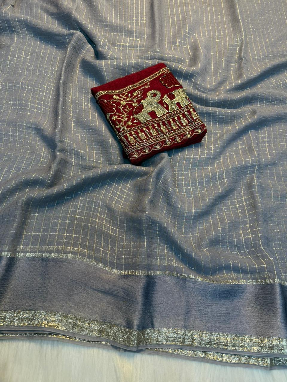 Charming Festive Wear Pure Viscose Georgette Handwork Fancy Designer Saree With Elegant Blouse Piece
