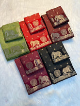 Load image into Gallery viewer, Graceful Party Wear Soft Tussar Silk Jacquard Weaving Work Rich Pallu Fancy Designer Saree With Blouse
