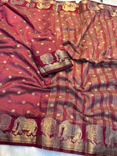 Load image into Gallery viewer, Graceful Party Wear Soft Tussar Silk Jacquard Weaving Work Rich Pallu Fancy Designer Saree With Blouse
