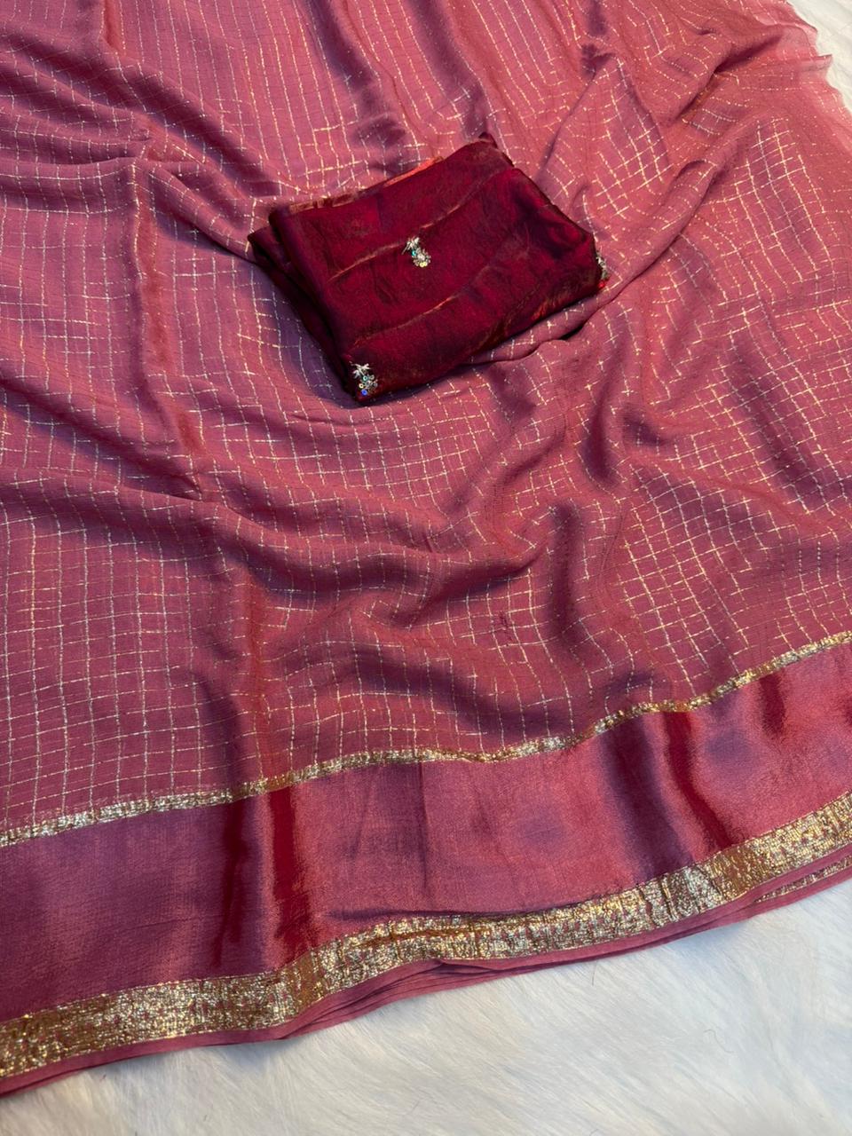 Evocative Function Wear Pure Viscose Georgette Sequence Work Blouse Fancy Designer Saree