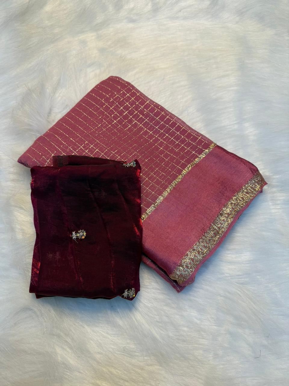 Evocative Function Wear Pure Viscose Georgette Sequence Work Blouse Fancy Designer Saree