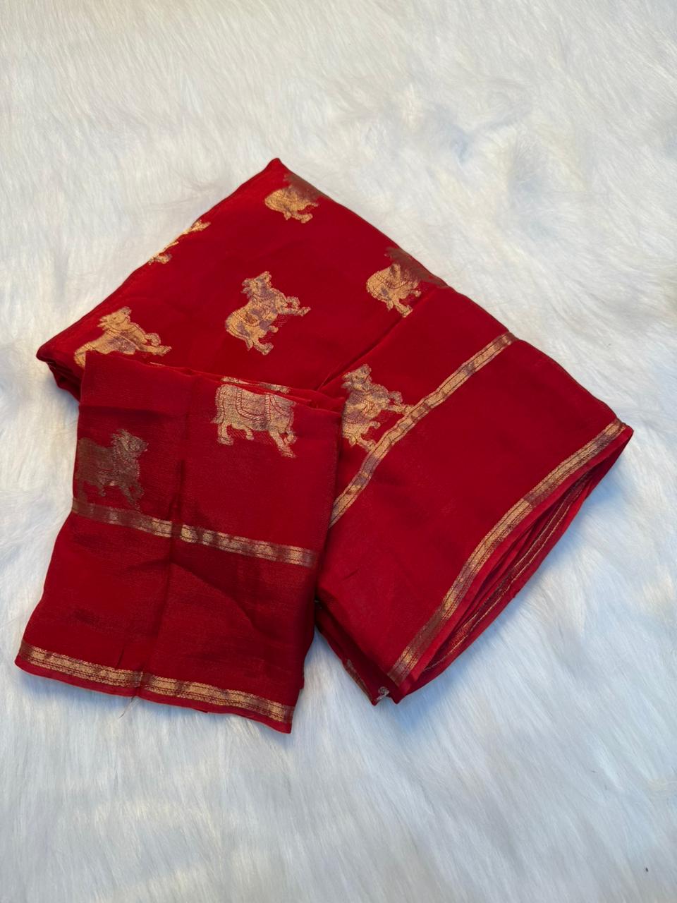Stunning Party Wear Pure Soft Viscose Crape Silk Jacquard Work Rich Pallu Fancy Designer Saree With Blouse Piece