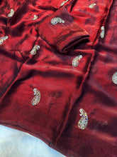Load image into Gallery viewer, Entrancing Function Wear Silk Embroidery Sequence n Zari Work Fancy Designer Saree With Blouse Piece
