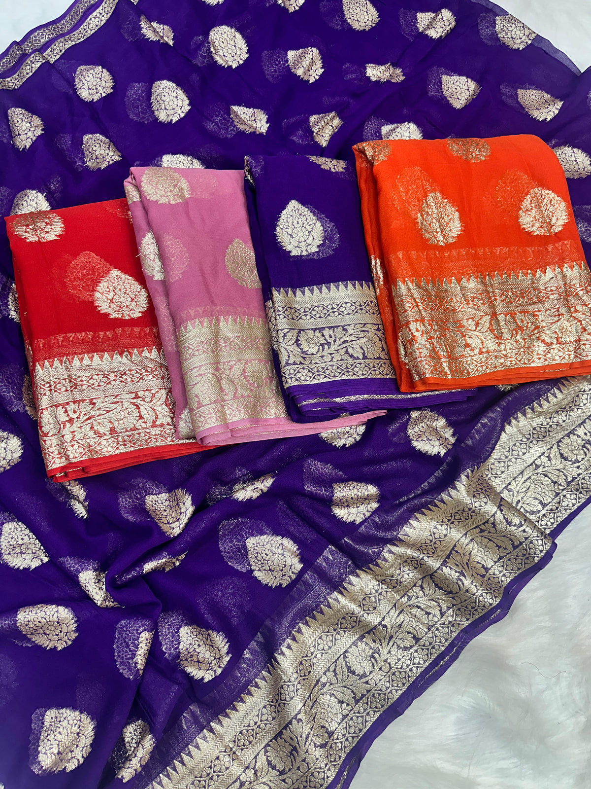 Blooming Festive Wear Pure Viscose Georgette Jacquard Weaving Work Fancy Designer Saree With Blouse