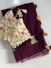 Load image into Gallery viewer, Heritage Party Wear Chanderi Cotton Embroidery n Tussels Work Fancy Designer Saree With Stitched Blouse
